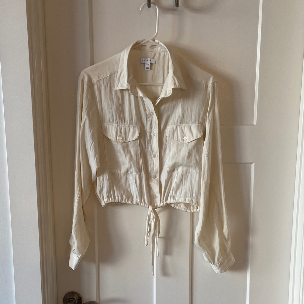 Topshop Cream Button Down Shirt